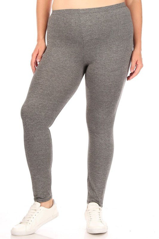 Plus Solid high rise Fitted leggings - Robbi & Angel