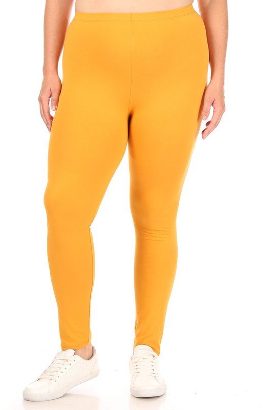 Plus Solid high rise Fitted leggings - Robbi & Angel