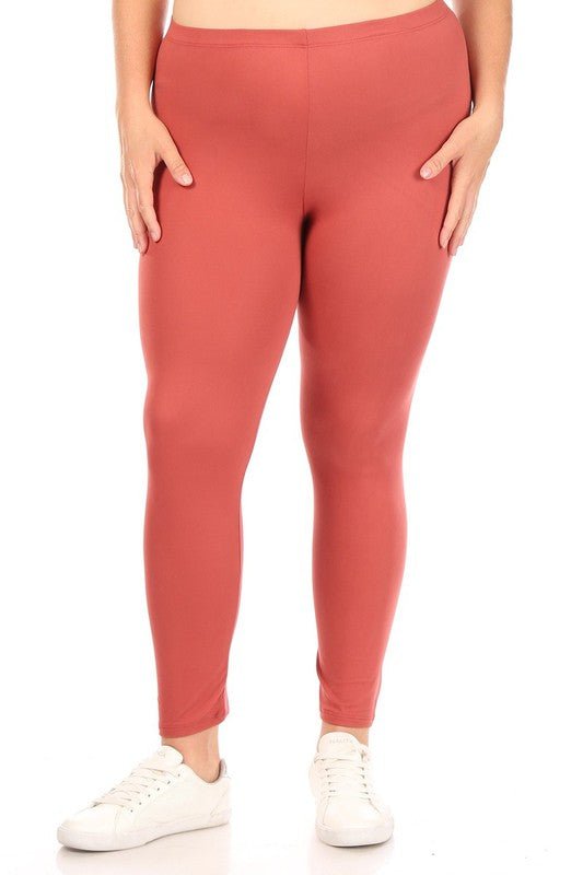 Plus Solid high rise Fitted leggings - Robbi & Angel