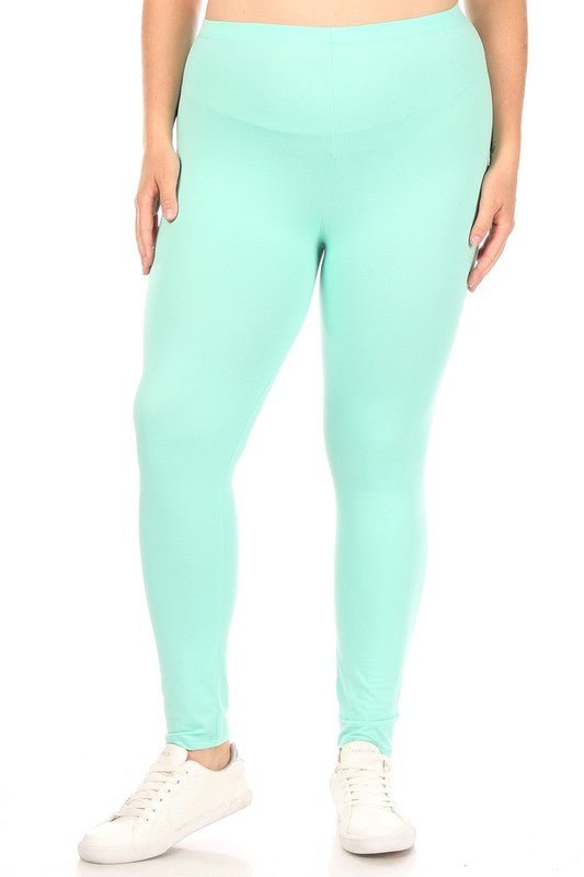 Plus Solid high rise Fitted leggings - Robbi & Angel