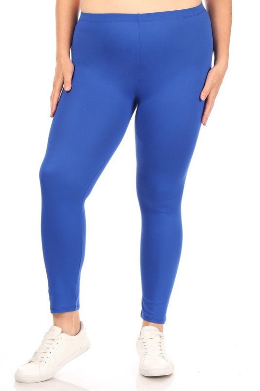 Plus Solid high rise Fitted leggings - Robbi & Angel