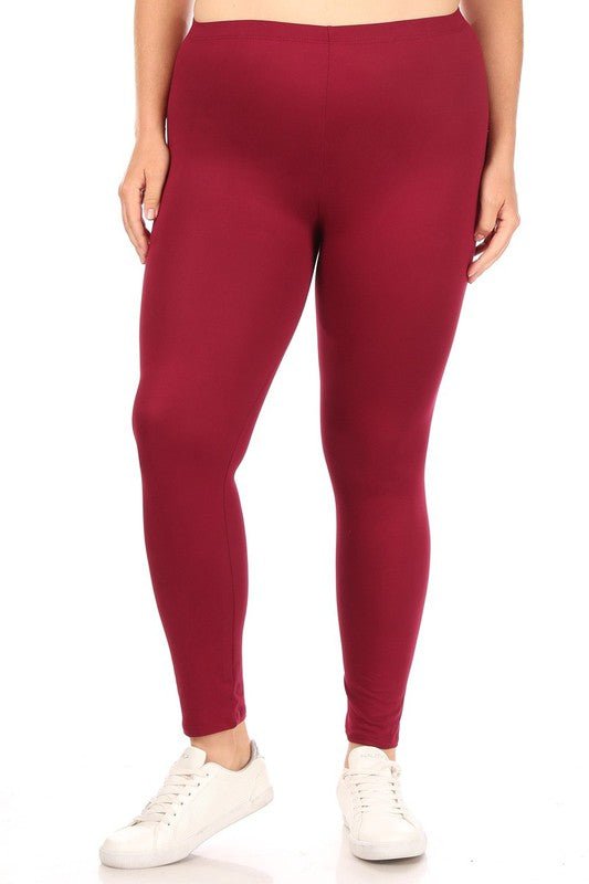 Plus Solid high rise Fitted leggings - Robbi & Angel