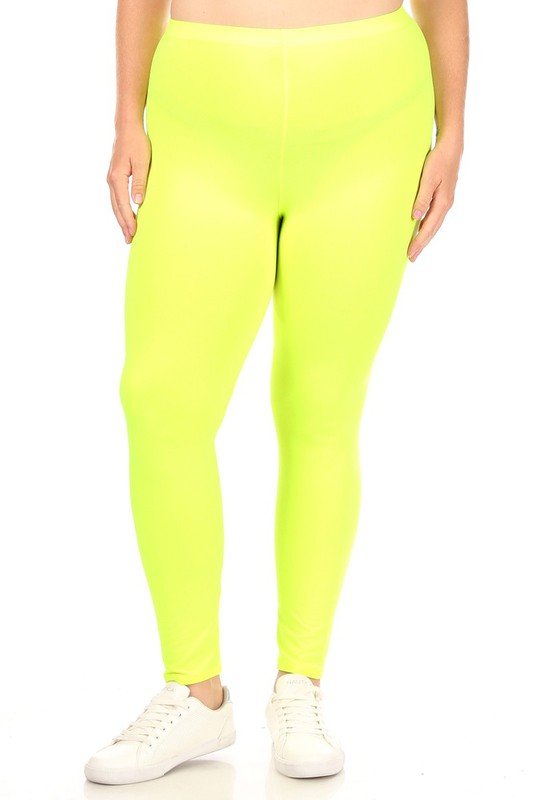 Plus Solid high rise Fitted leggings - Robbi & Angel