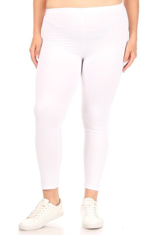 Plus Solid high rise Fitted leggings - Robbi & Angel