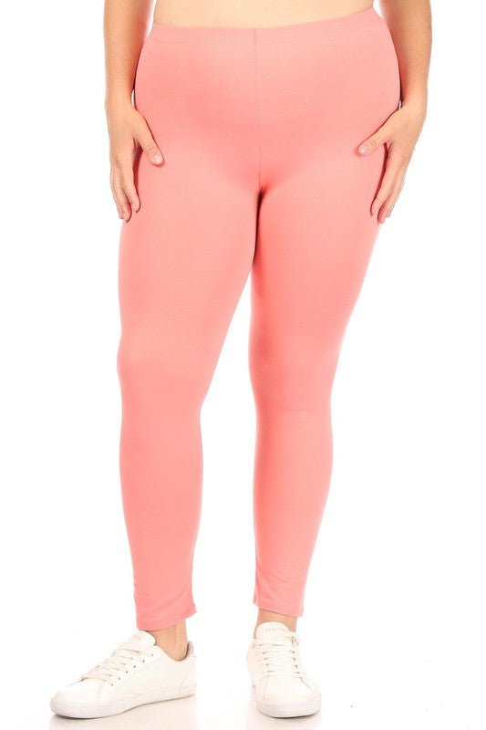 Plus Solid high rise Fitted leggings - Robbi & Angel