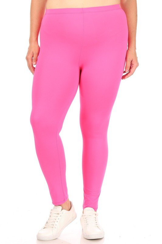 Plus Solid high rise Fitted leggings - Robbi & Angel