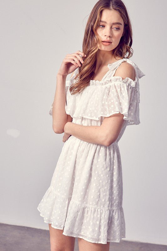 Cold Shoulder Ruffle Dress - Robbi & Angel