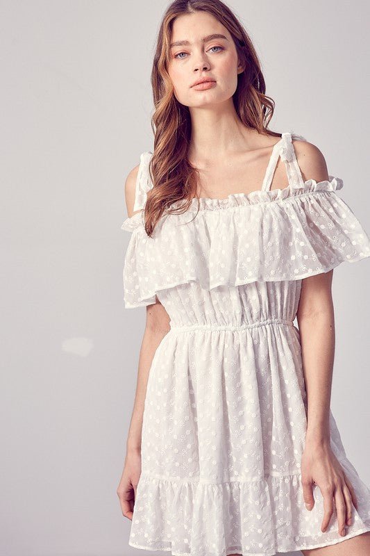 Cold Shoulder Ruffle Dress - Robbi & Angel