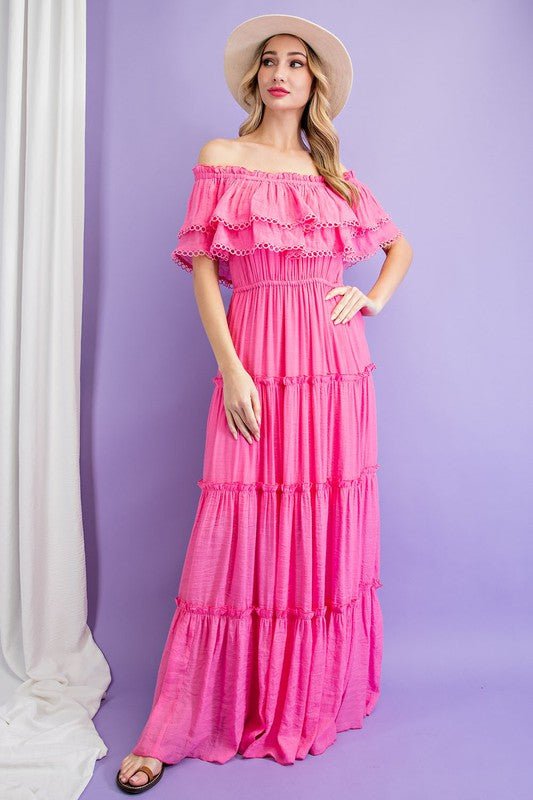 Off the Shoulder Ruffle Maxi Dress - Robbi & Angel