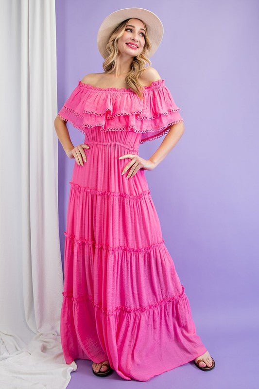 Off the Shoulder Ruffle Maxi Dress - Robbi & Angel