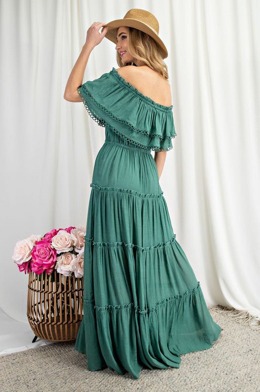 Off the Shoulder Ruffle Maxi Dress - Robbi & Angel