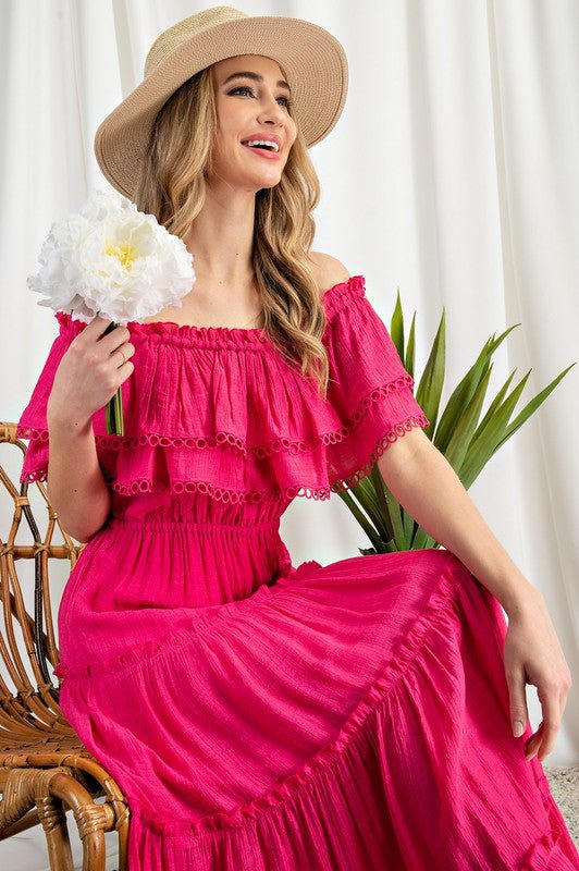 Off the Shoulder Ruffle Maxi Dress - Robbi & Angel