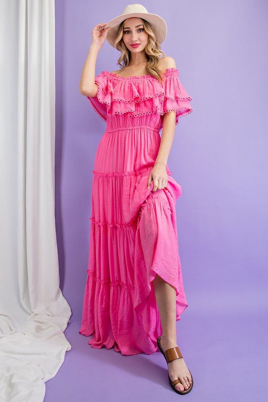 Off the Shoulder Ruffle Maxi Dress - Robbi & Angel