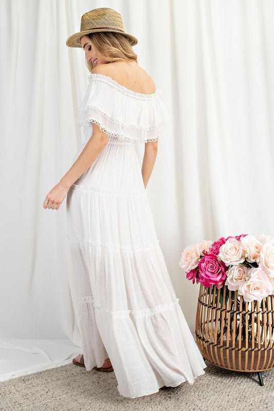 Off the Shoulder Ruffle Maxi Dress - Robbi & Angel