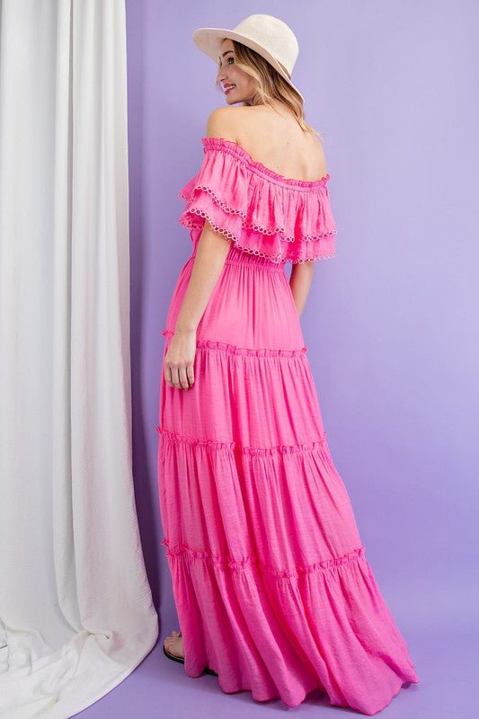 Off the Shoulder Ruffle Maxi Dress - Robbi & Angel