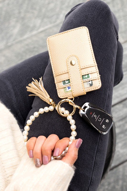 Pearl Key Ring Wallet Bracelet - Robbi & Angel