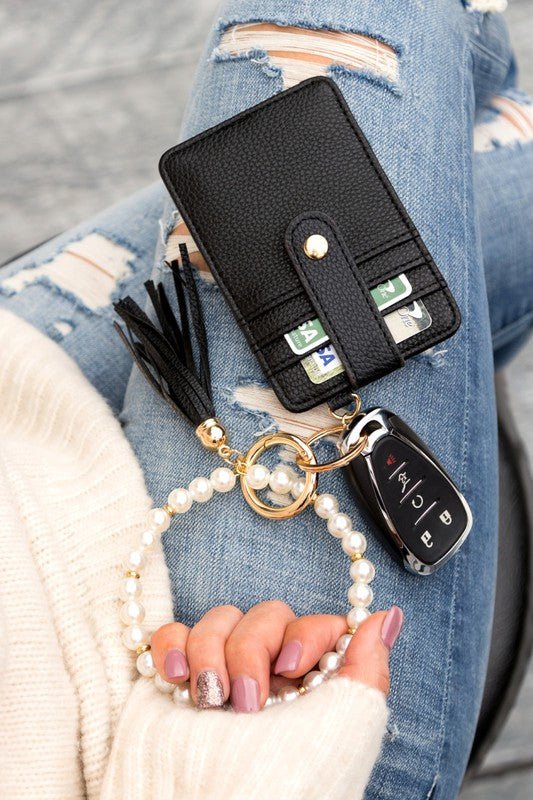 Pearl Key Ring Wallet Bracelet - Robbi & Angel