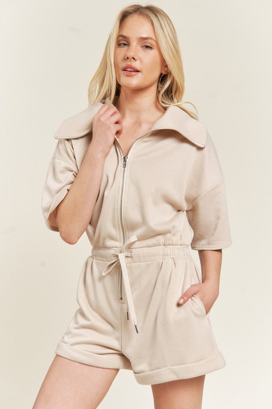 TERRY ZIP FRONT ROMPER - Robbi & Angel