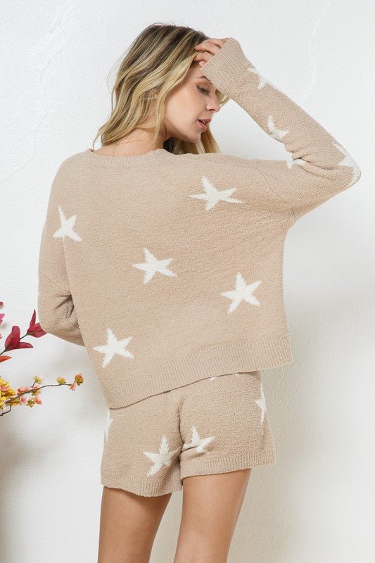 Soft Long Sleeve Star Print Top and Short Set - Robbi & Angel