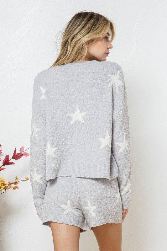 Soft Long Sleeve Star Print Top and Short Set - Robbi & Angel