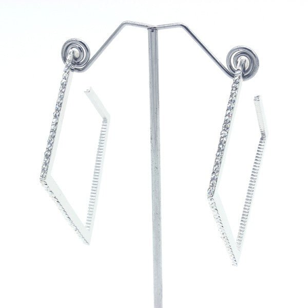 RHINESTONED OPEN END SQUARE EARRINGS - Robbi & Angel