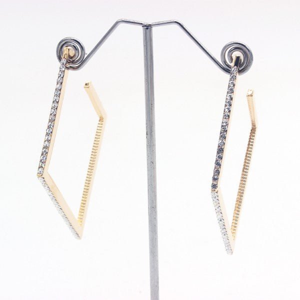 RHINESTONED OPEN END SQUARE EARRINGS - Robbi & Angel