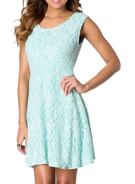 JUNIORS LACE BOW-BACK DRESS - Robbi & Angel