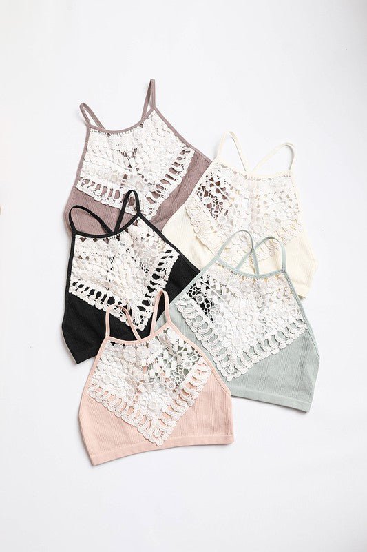 Crochet Lace High Neck Bralette - Robbi & Angel