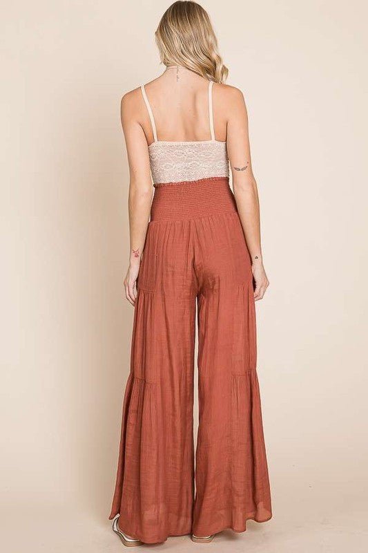 Tie front ruched waist back pants - Robbi & Angel