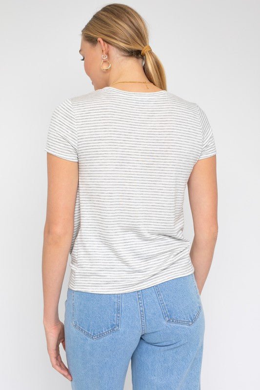 Short Sleeve V-Neck Twist Front Top - Robbi & Angel