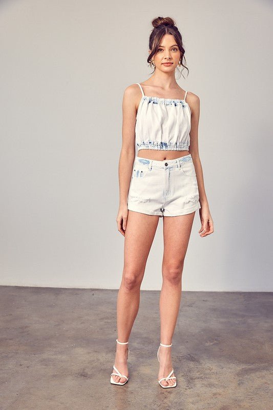 Destroyed Detail Denim Shorts - Robbi & Angel