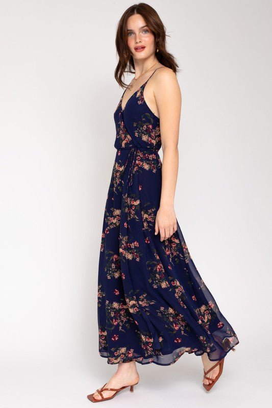 Spa Strap Floral Printed Maxi Wrap Dress - Robbi & Angel