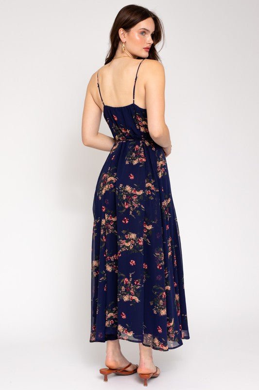 Spa Strap Floral Printed Maxi Wrap Dress - Robbi & Angel