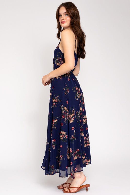 Spa Strap Floral Printed Maxi Wrap Dress - Robbi & Angel