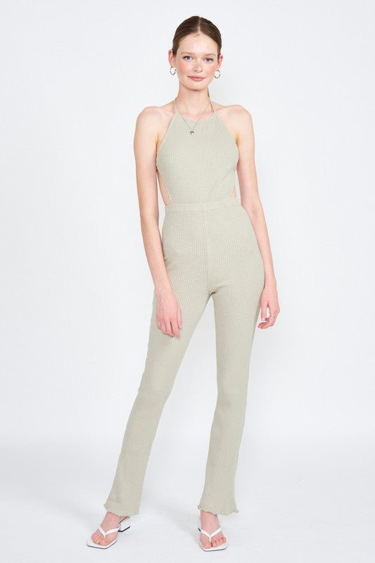 HALTER NECK JUMPSUIT WITH OPEN BACK - Robbi & Angel