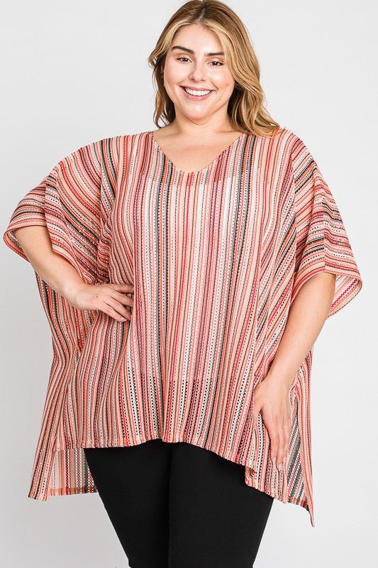 COLORFUL VERTICAL STRIPE PONCHO - Robbi & Angel