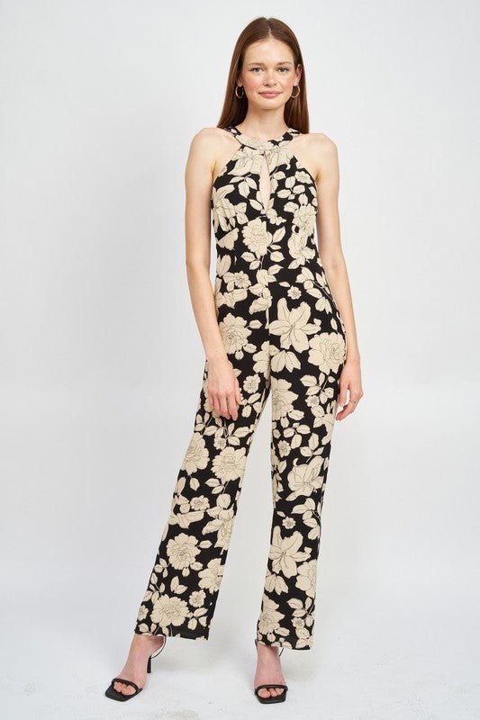 FLORAL HALTERNECK JUMPSUIT WITH OPEN BACK - Robbi & Angel