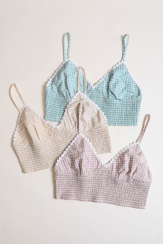 Plus Size Gingham Smocked Bralette - Robbi & Angel