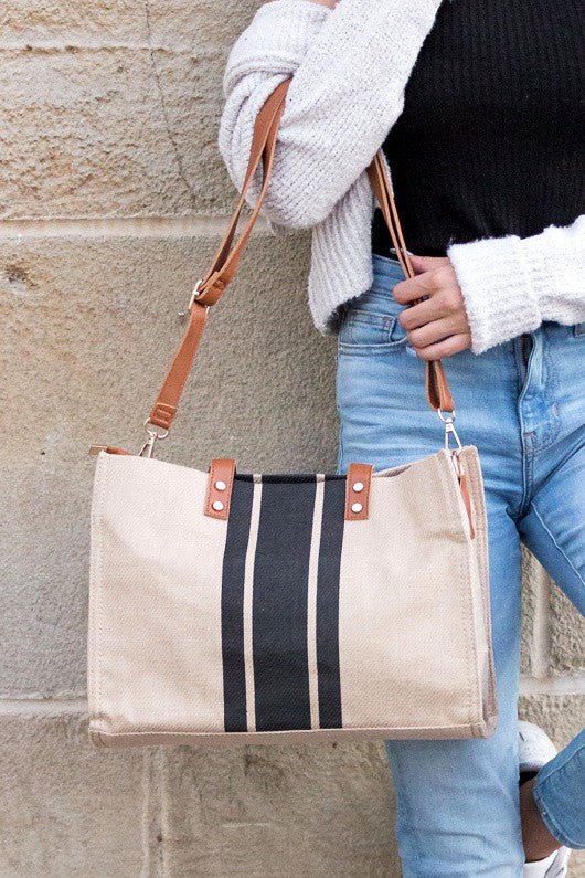 Canvas Stripe Tote - Robbi & Angel