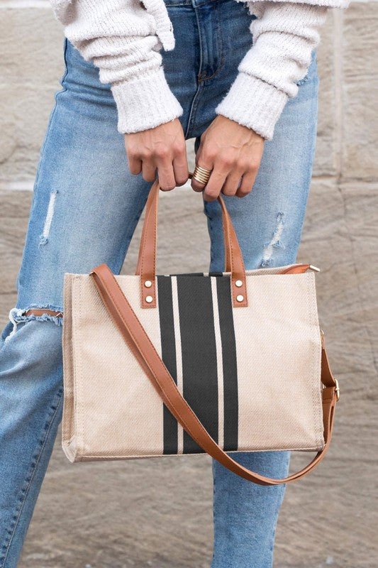 Canvas Stripe Tote - Robbi & Angel