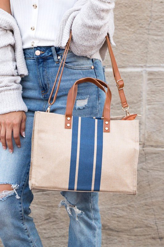 Canvas Stripe Tote - Robbi & Angel