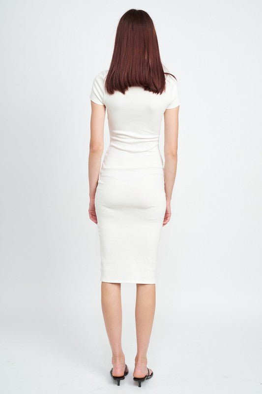 BODYCON SHORT SLEEVE MIDI DRESS - Robbi & Angel