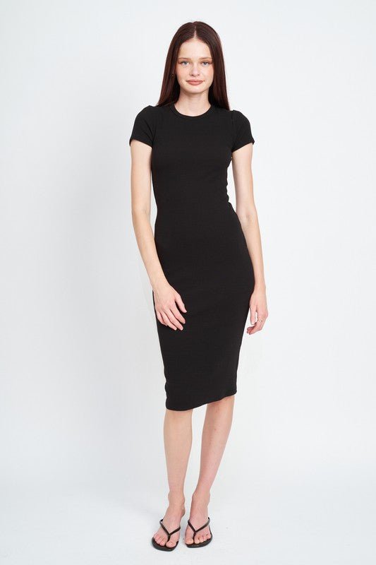 BODYCON SHORT SLEEVE MIDI DRESS - Robbi & Angel