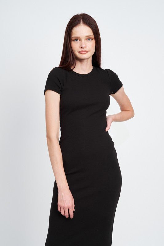 BODYCON SHORT SLEEVE MIDI DRESS - Robbi & Angel