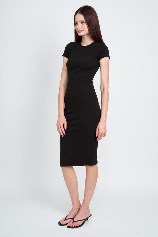 BODYCON SHORT SLEEVE MIDI DRESS - Robbi & Angel