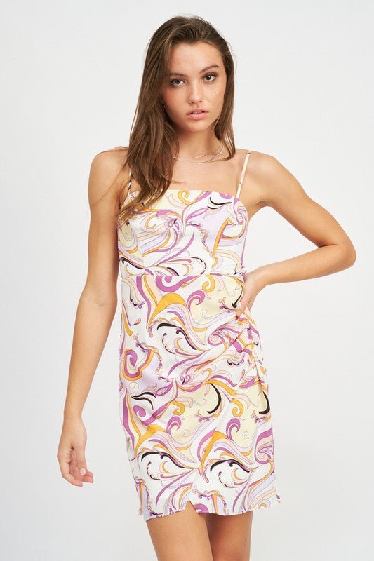 MINI PRINTED OPEN BACK DRESS - Robbi & Angel