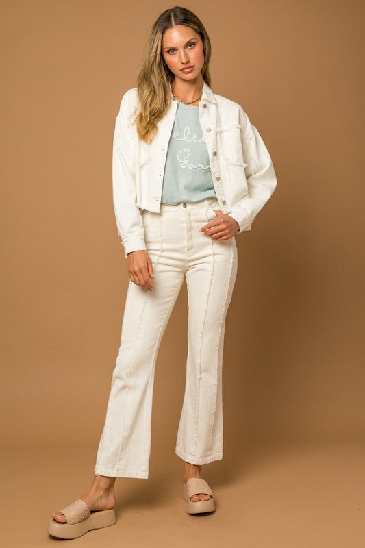 Frayed Hem Flare Pants - Robbi & Angel