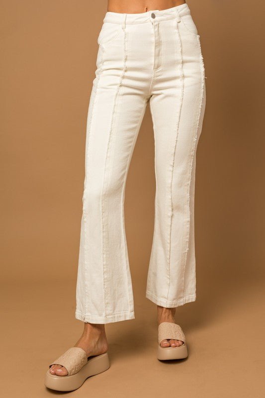 Frayed Hem Flare Pants - Robbi & Angel