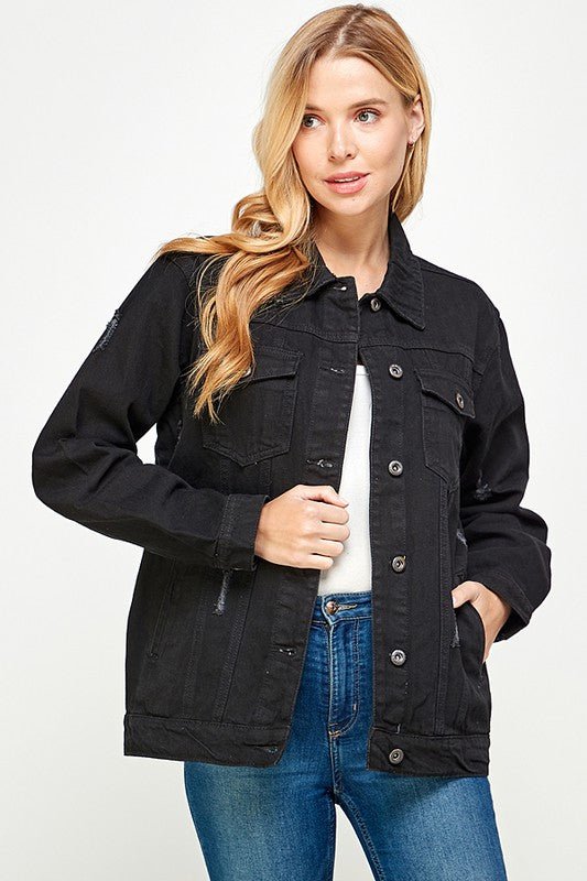 Women's Denim Jacket with Fleece Hoodies - Robbi & Angel