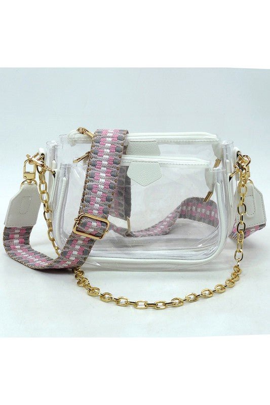 See Thru Clear 2-in-1 Crossbody Bag Guitar Strap - Robbi & Angel